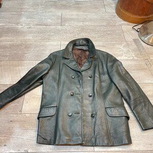 Vintage Custom Leather Ridding Double Breasted Women's Jacket S-M